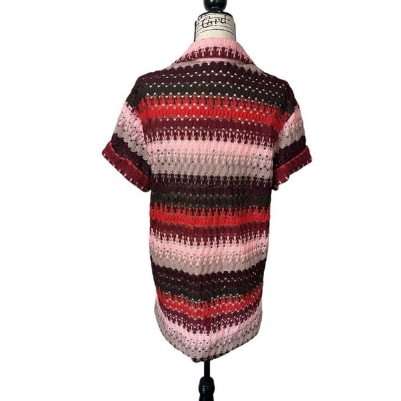 Show me your Mumu Open Knit Retro Swim Over up Shirt, Small - Picture 4 of 8